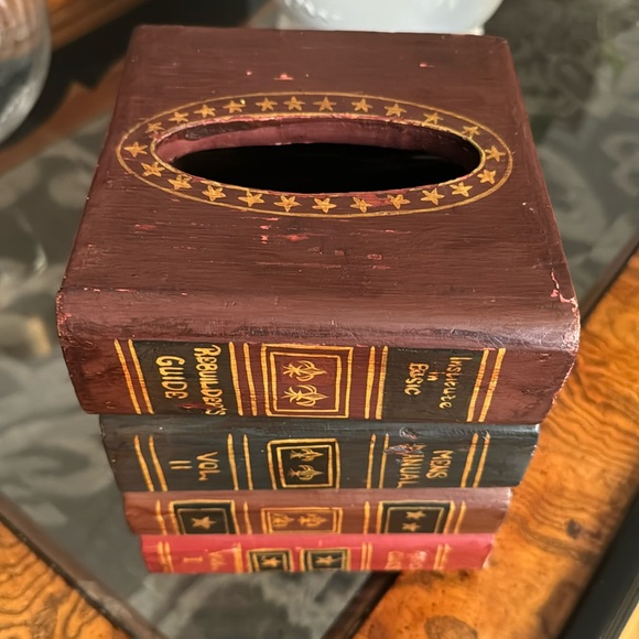 Other - Wood stack of books tissue box